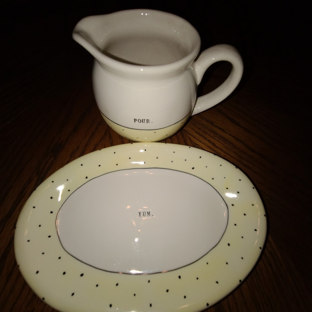 Rae Dunn Creamer and small oval dish